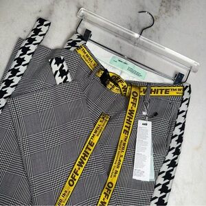 Off-White Virgil Abloh Black And White Plaid Tailored Pants Womens 42 New NWT